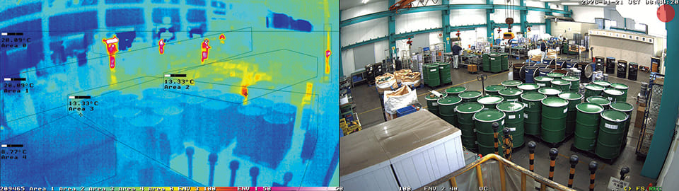 サーマル映像と実際の映像を同時に記録。具体的にどの場所で温度上昇が起きているか、瞬時に見分けられる